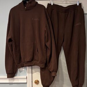 Comfort Brown Hoodie and Sweatpants SET XL Unisex Oversized